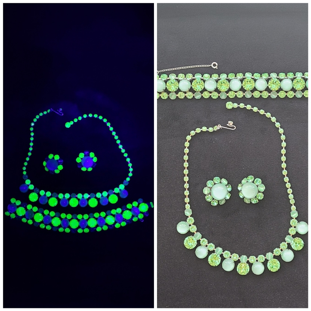 Uranium Glass Vintage Jewelry Set